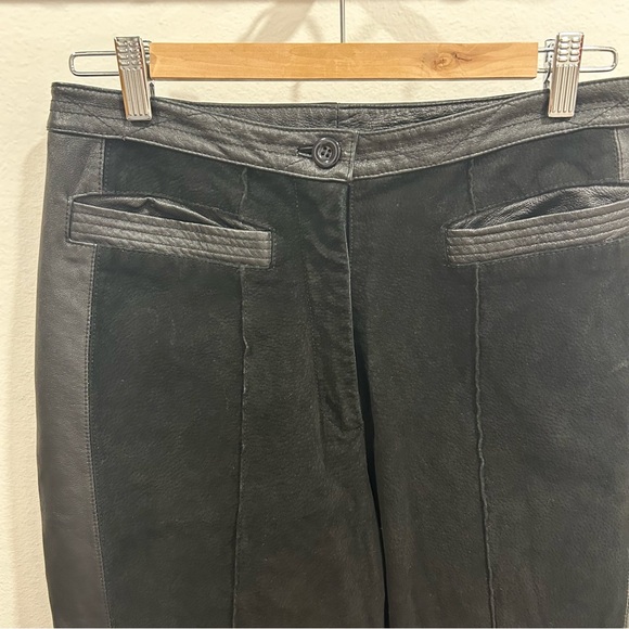 Black genuine Suede and leather Hight waisted Marie Claire pants size 9 - Picture 6 of 13